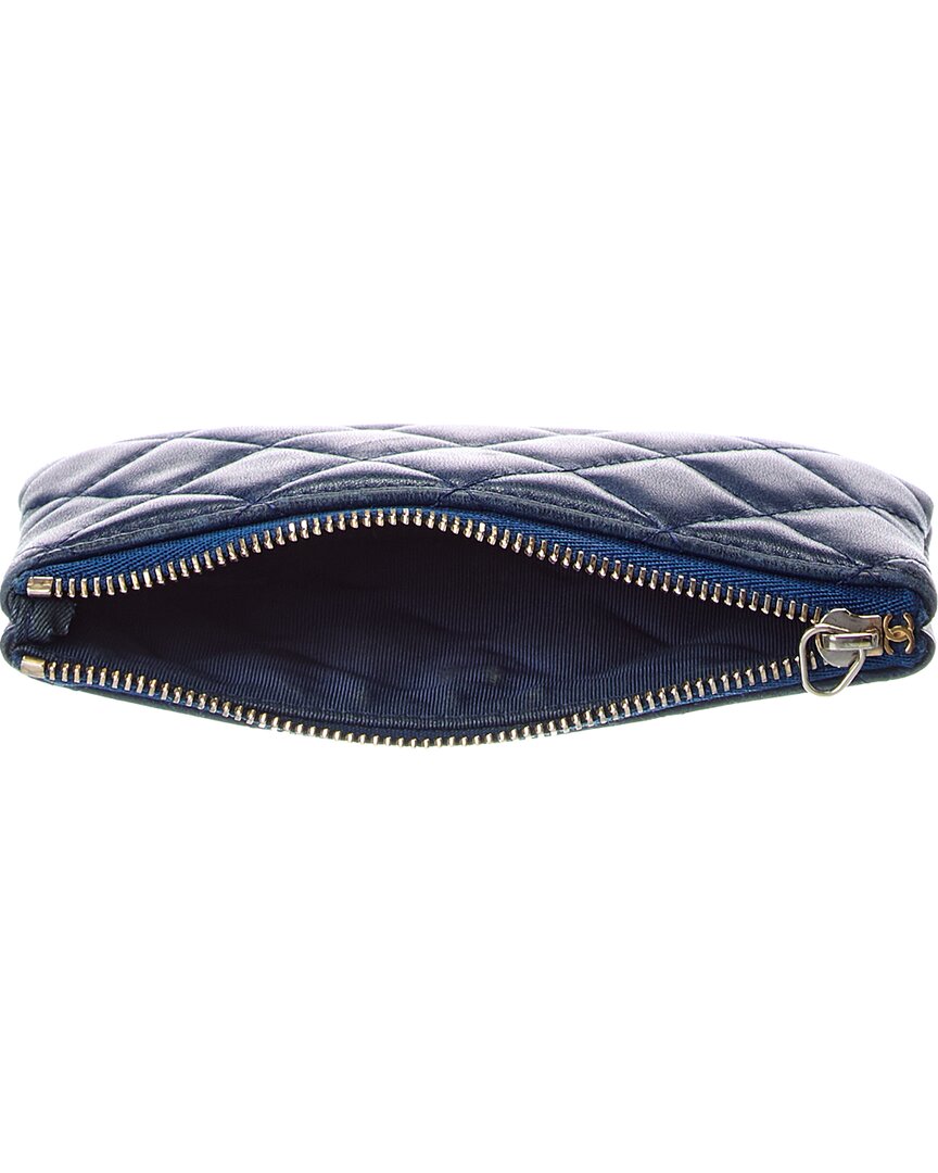 Chanel Blue Quilted Lambskin Leather Small Cosmetic Case (Authentic Pre-Loved)
