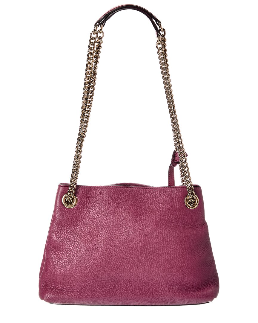 Gucci Peonia Pebbled Calfskin Leather Small Soho Chain Shoulder Bag (Authentic