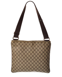 Gucci Beige Gg Supreme Canvas Monogram Medium Flat Messenger Bag (Authentic