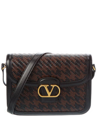 Valentino Valentino Vlogo Signature Woven Leather Shoulder Bag