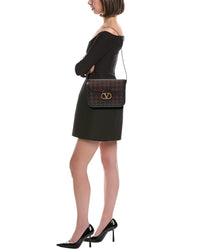 Valentino Valentino Vlogo Signature Woven Leather Shoulder Bag