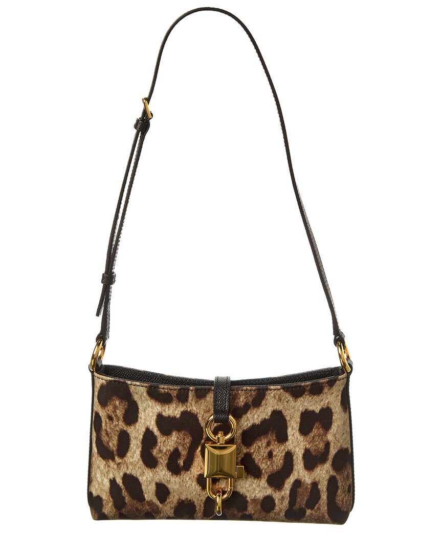 Dolce & Gabbana Lock Canvas & Leather Shoulder Bag