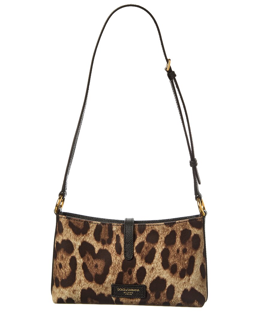 Dolce & Gabbana Lock Canvas & Leather Shoulder Bag