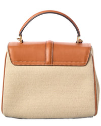! Celine Small Canvas & Leather Shoulder Bag