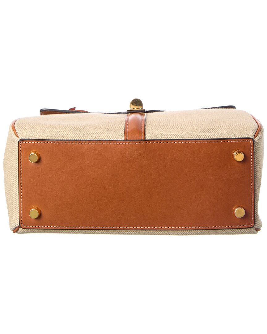 ! Celine Small Canvas & Leather Shoulder Bag