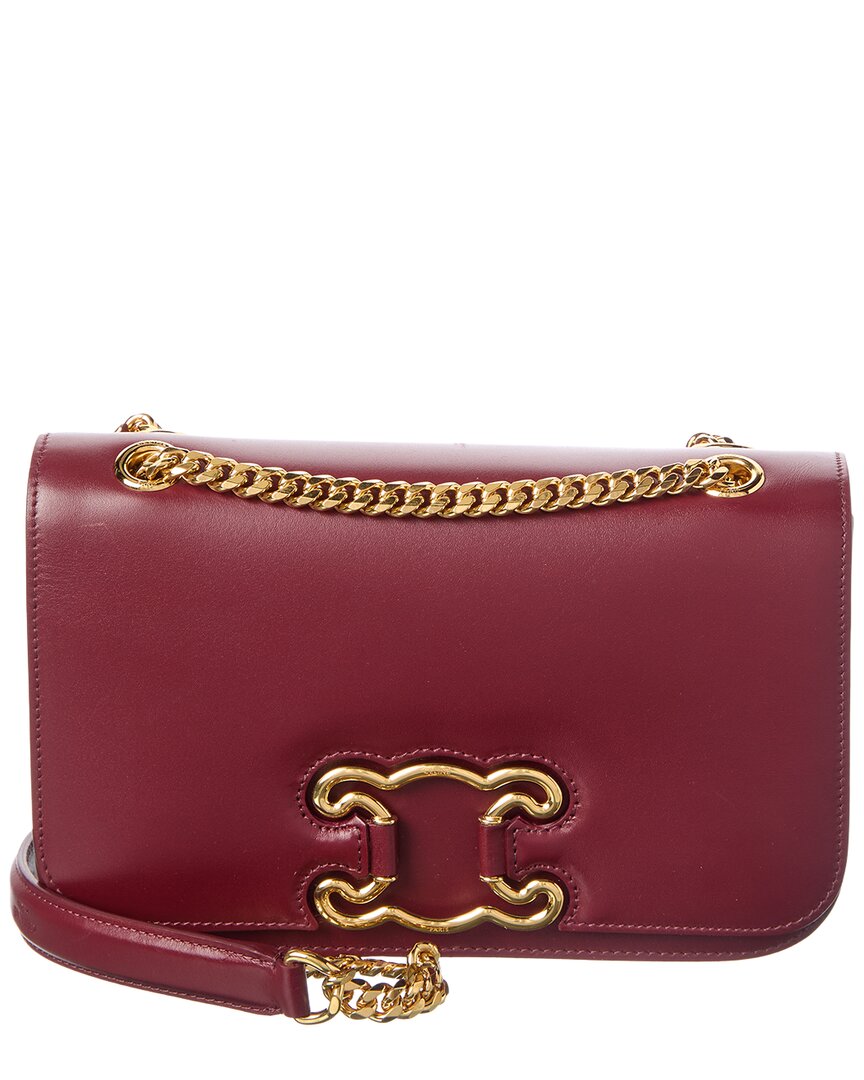 ! Celine Triomphe Frame Medium Leather Shoulder Ba