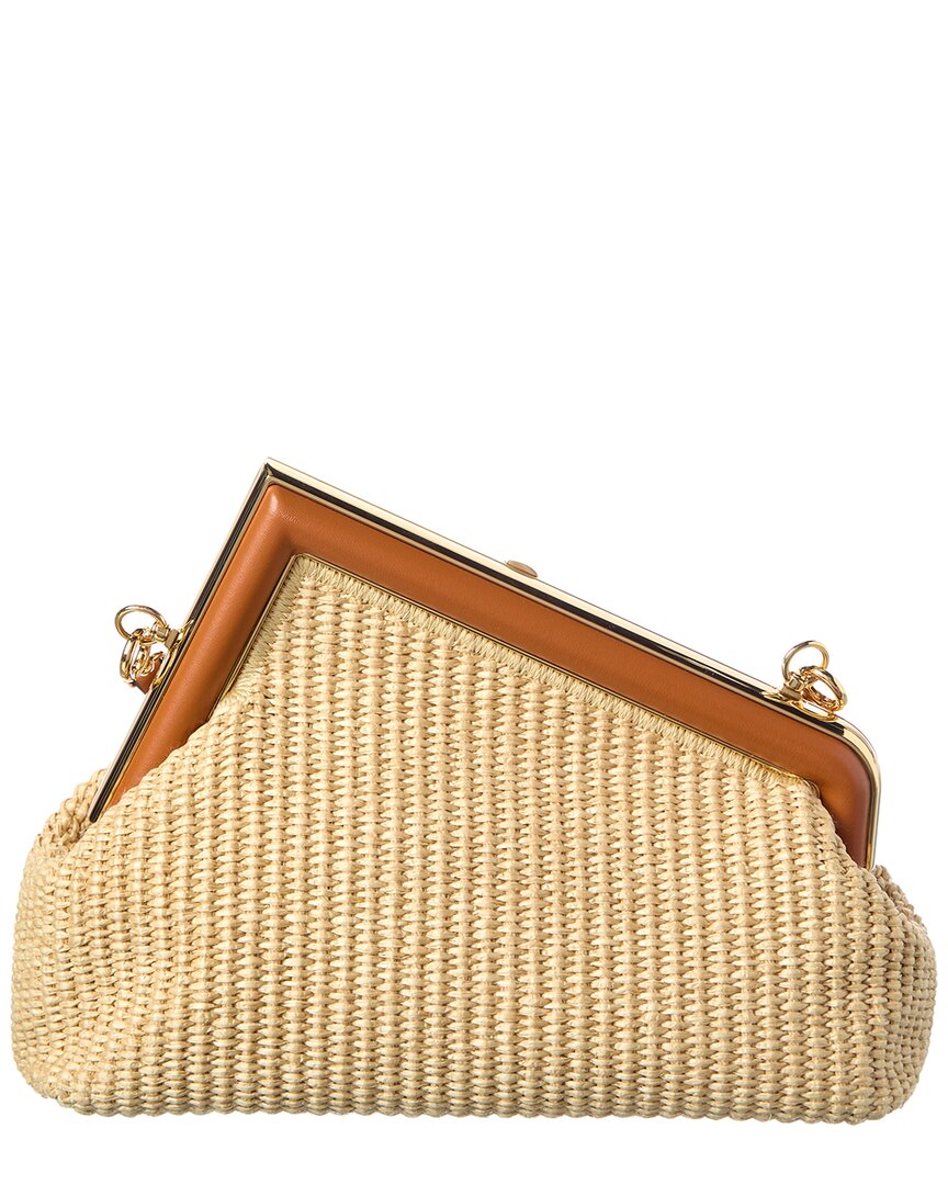 FENDI Fendi First Small Straw & Leather Shoulder Bag