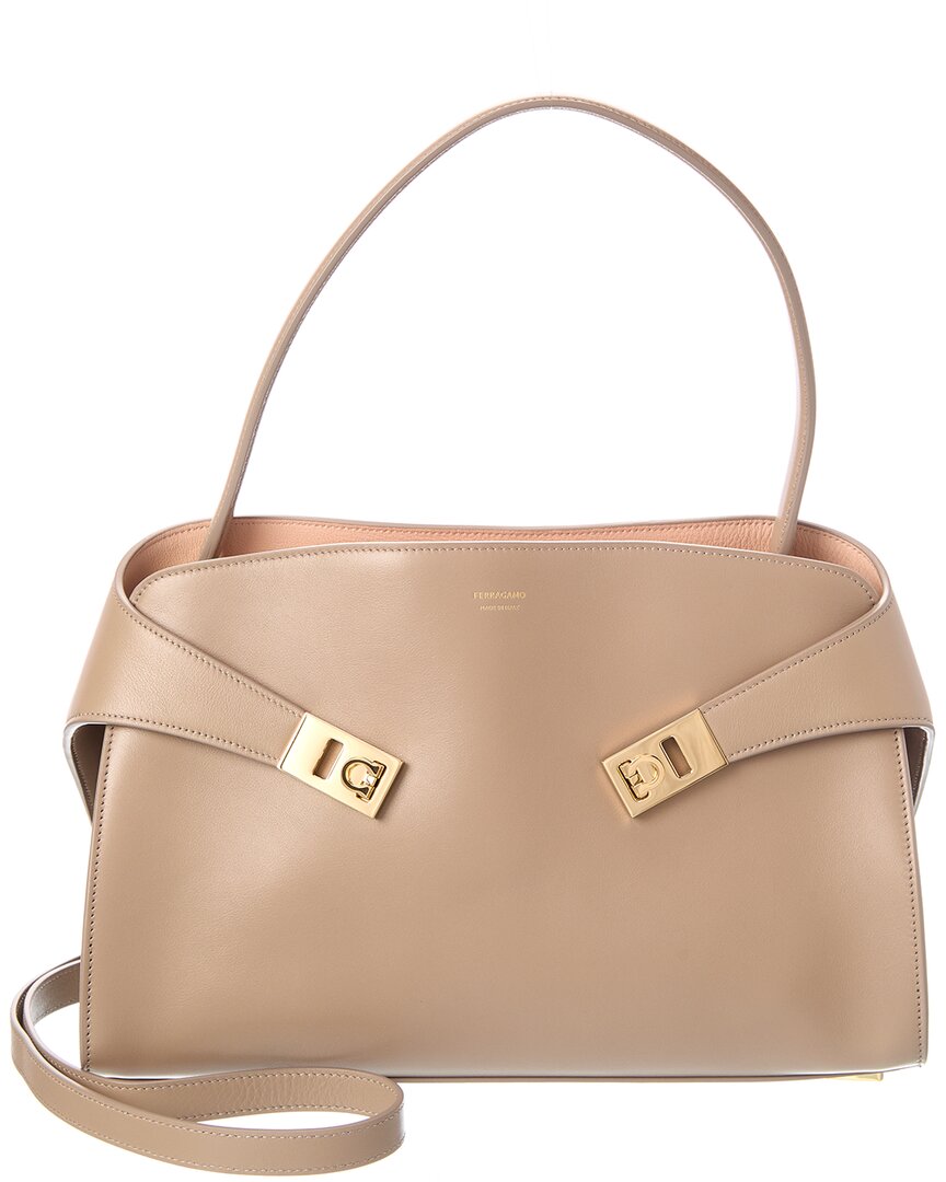 Ferragamo Ferragamo Hug Soft Bicolor Leather Shoulder Bag