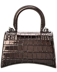 Balenciaga Hourglass Xs Croc-Embossed Leather Top Handle Satchel
