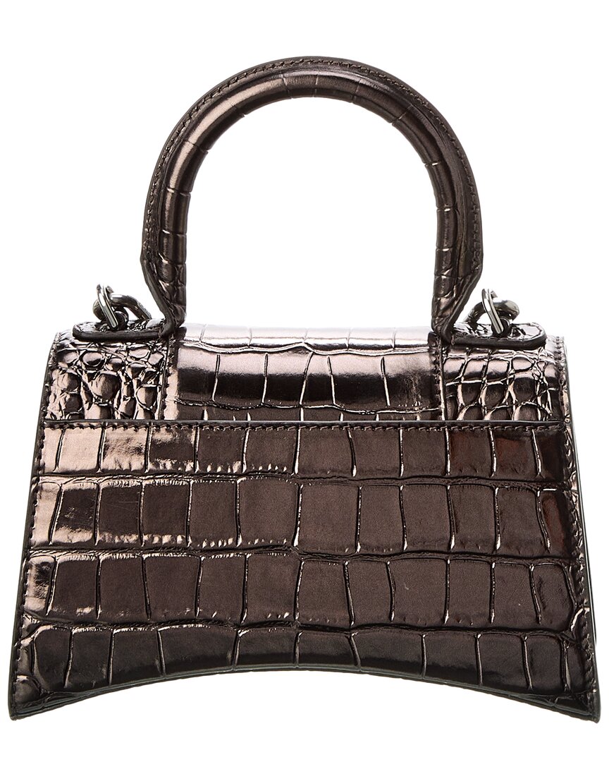 Balenciaga Hourglass Xs Croc-Embossed Leather Top Handle Satchel