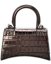 Balenciaga Hourglass Xs Croc-Embossed Leather Top Handle Satchel