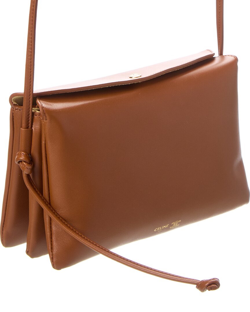 CELINE Celine Trio Flap Leather Shoulder Bag