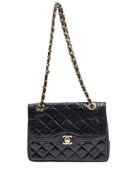 Chanel Chanel Black Quilted Lambskin Leather Paris Mini Double Flap (Authentic