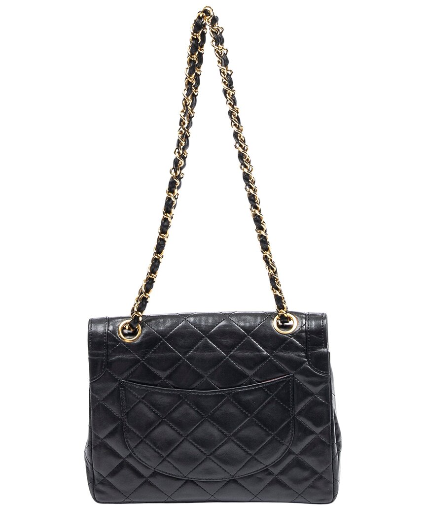 Chanel Chanel Black Quilted Lambskin Leather Paris Mini Double Flap (Authentic