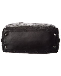 Chanel Black Calfskin Leather Stitched Bowling Bag (Authentic Pre-Loved)