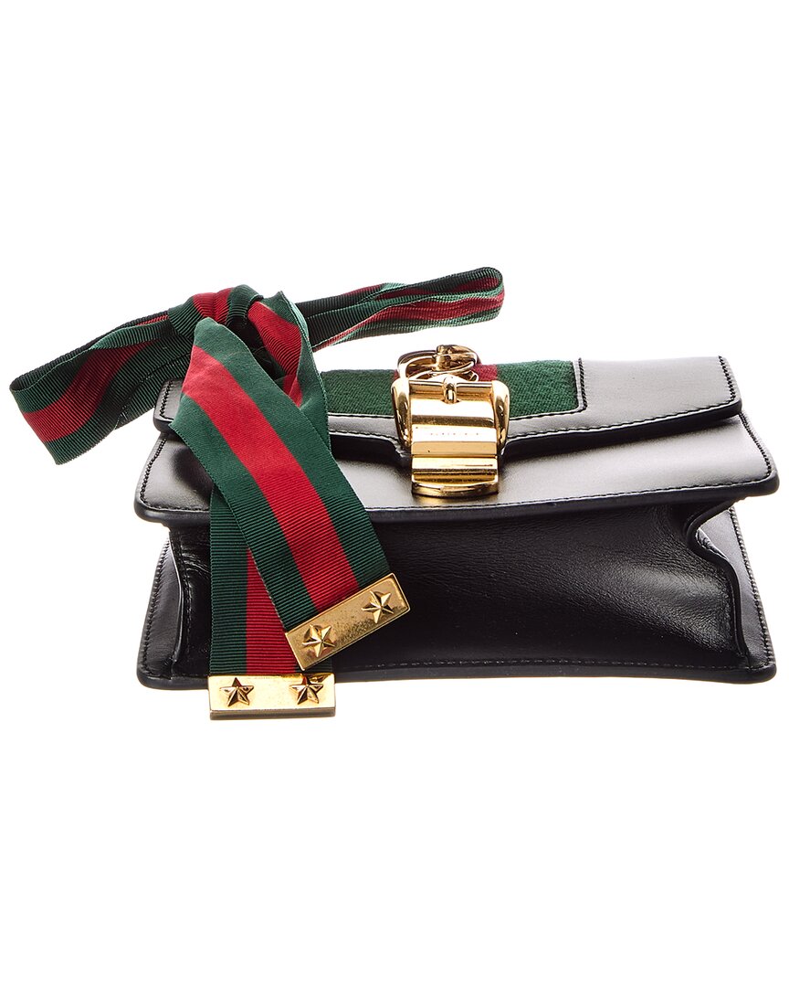 Gucci Black Calfskin Leather Mini Sylvie Chain Shoulder Bag (Authentic