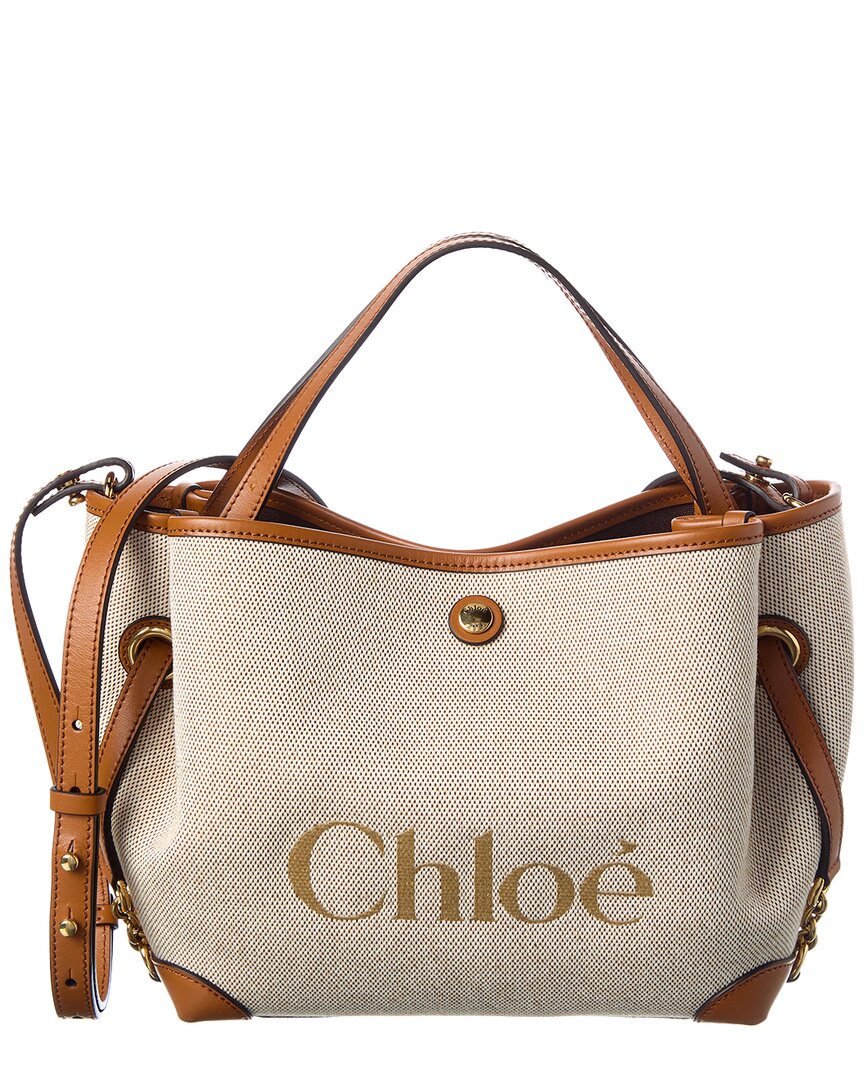 Chloé Chloé Clover Double Carry Small Canvas & Leather Tote
