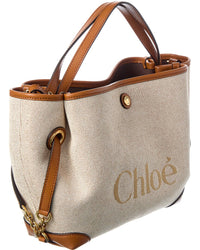 Chloé Chloé Clover Double Carry Small Canvas & Leather Tote