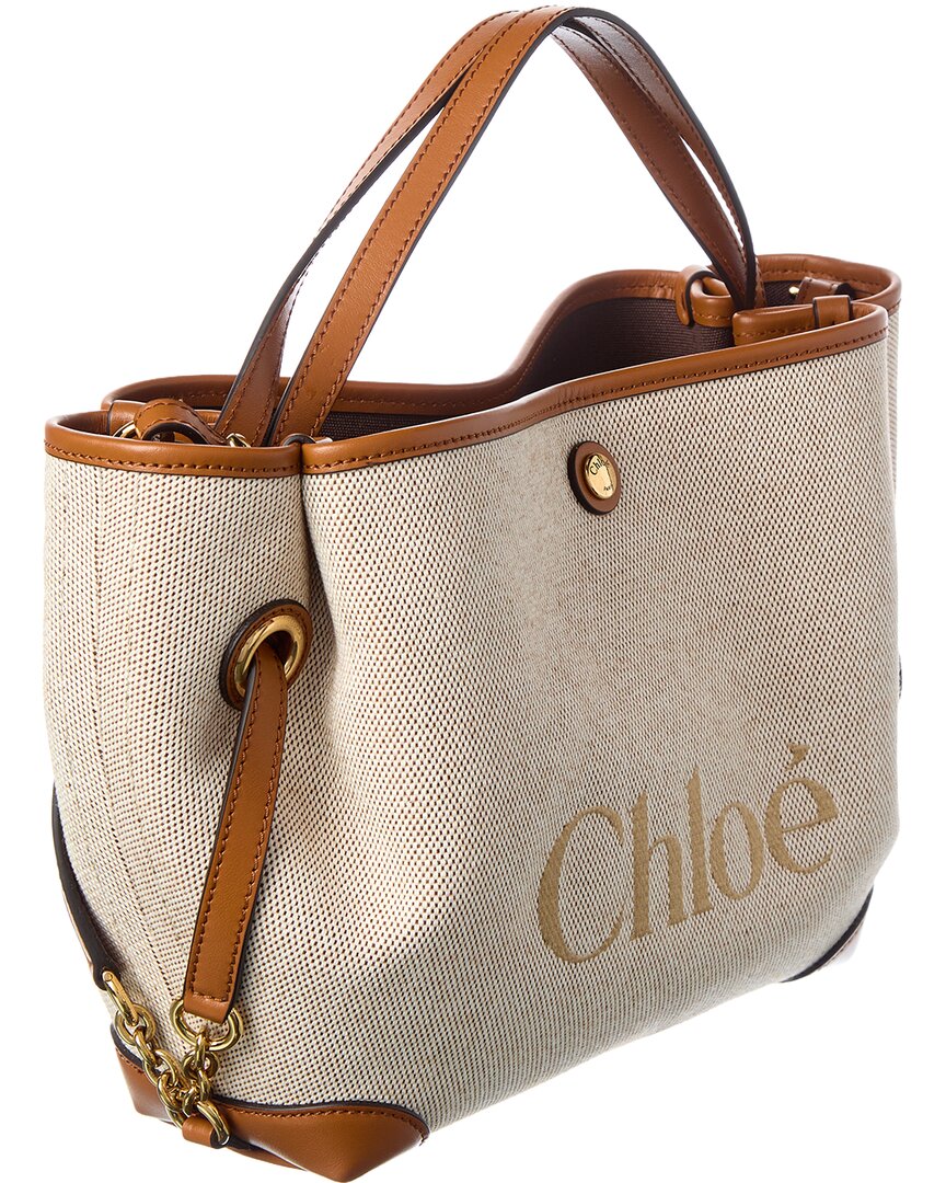 Chloé Chloé Clover Double Carry Small Canvas & Leather Tote