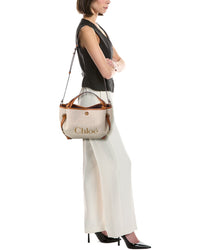 Chloé Chloé Clover Double Carry Small Canvas & Leather Tote