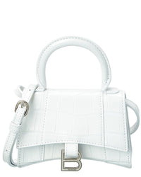 Balenciaga Hourglass Mini Croc-Embossed Leather Shoulder Bag