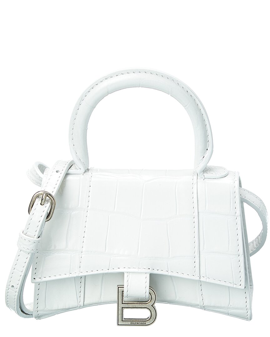 Balenciaga Hourglass Mini Croc-Embossed Leather Shoulder Bag