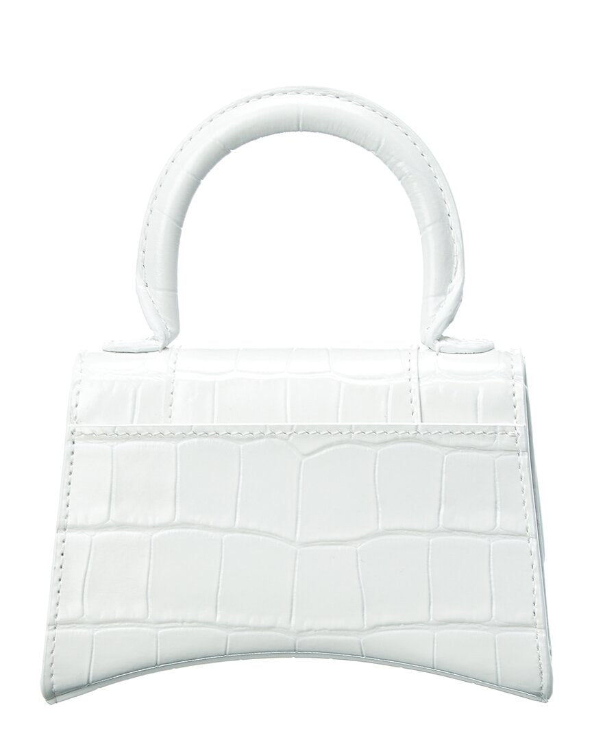 Balenciaga Hourglass Mini Croc-Embossed Leather Shoulder Bag