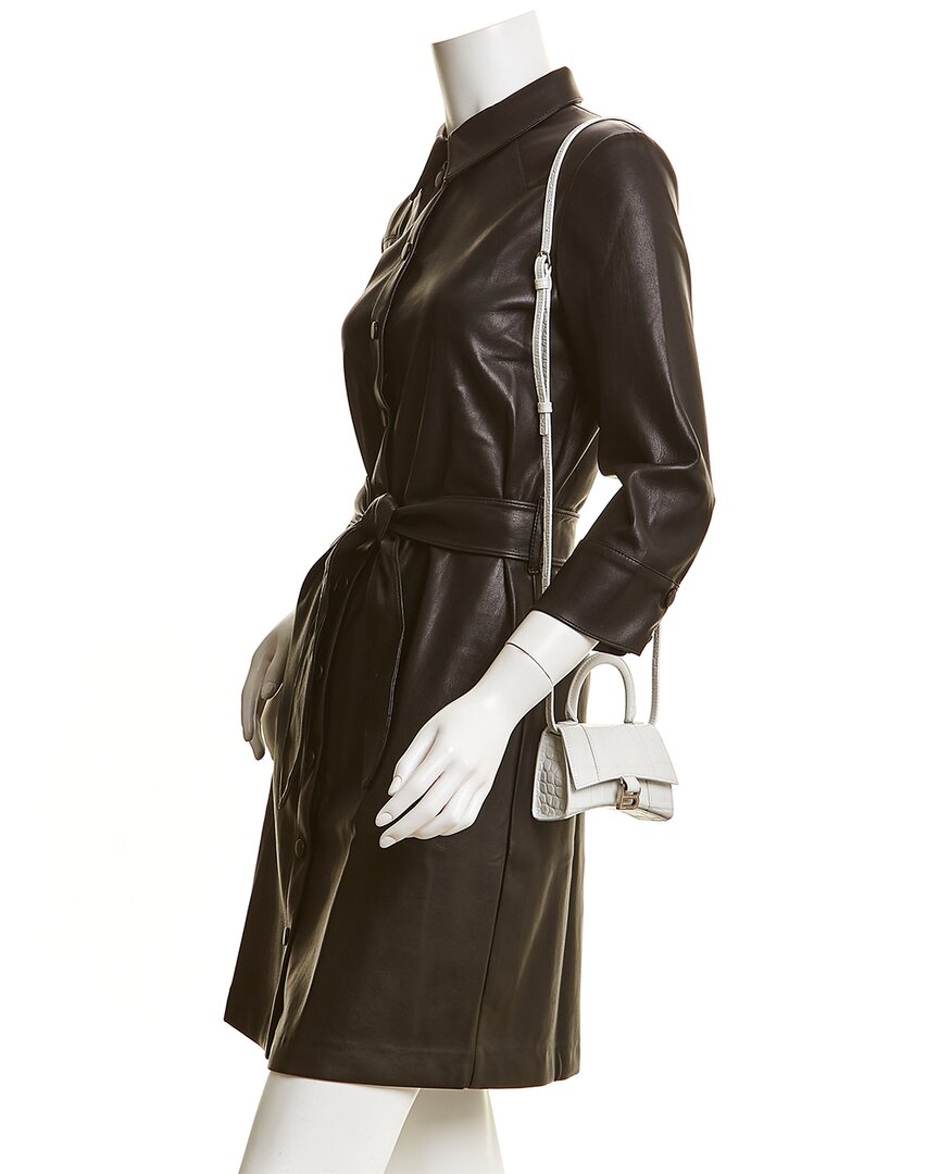 Balenciaga Hourglass Mini Croc-Embossed Leather Shoulder Bag