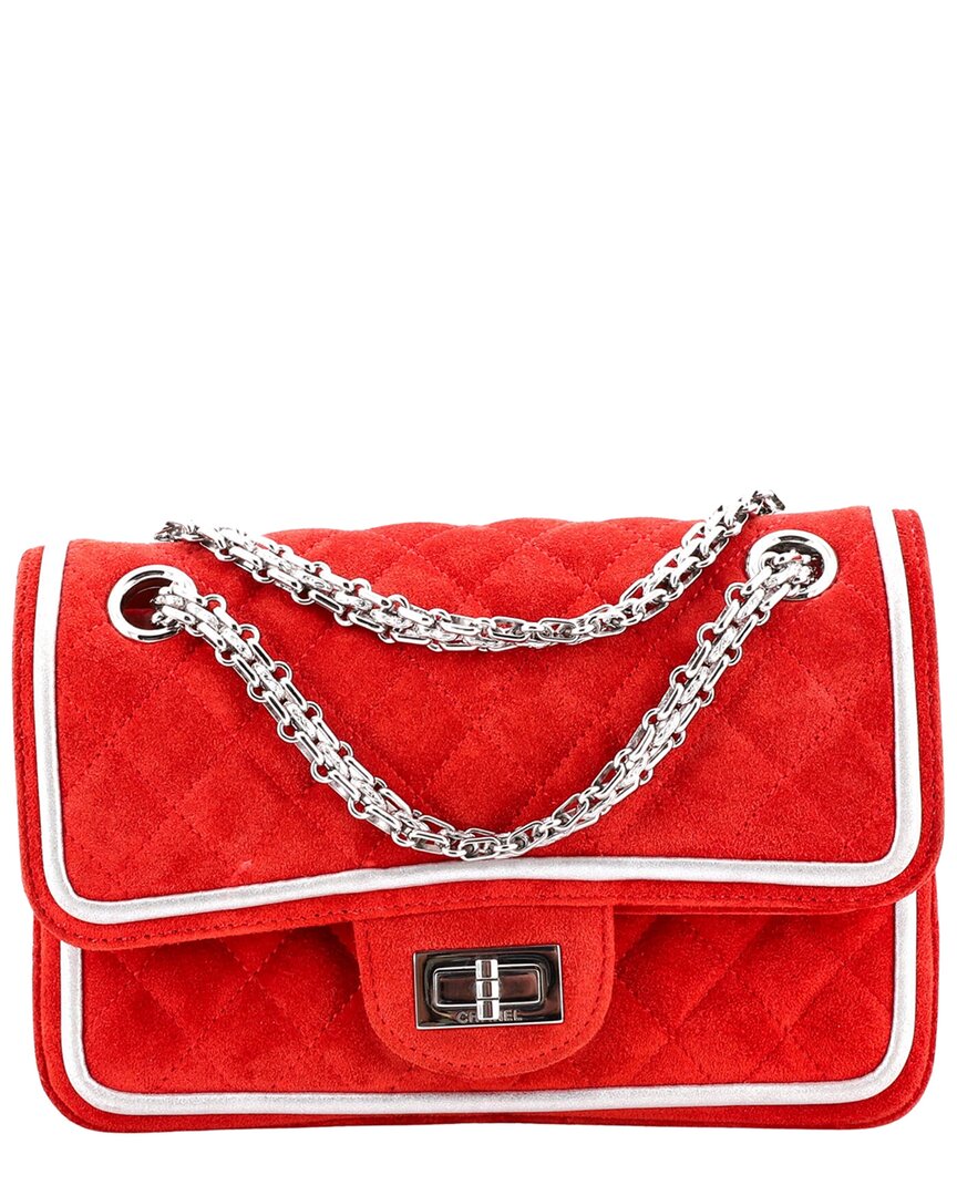 Chanel Chanel Red/Silver Suede Quilted Leather Reissue 2.55 Flap (Authentic Pre-Loved)