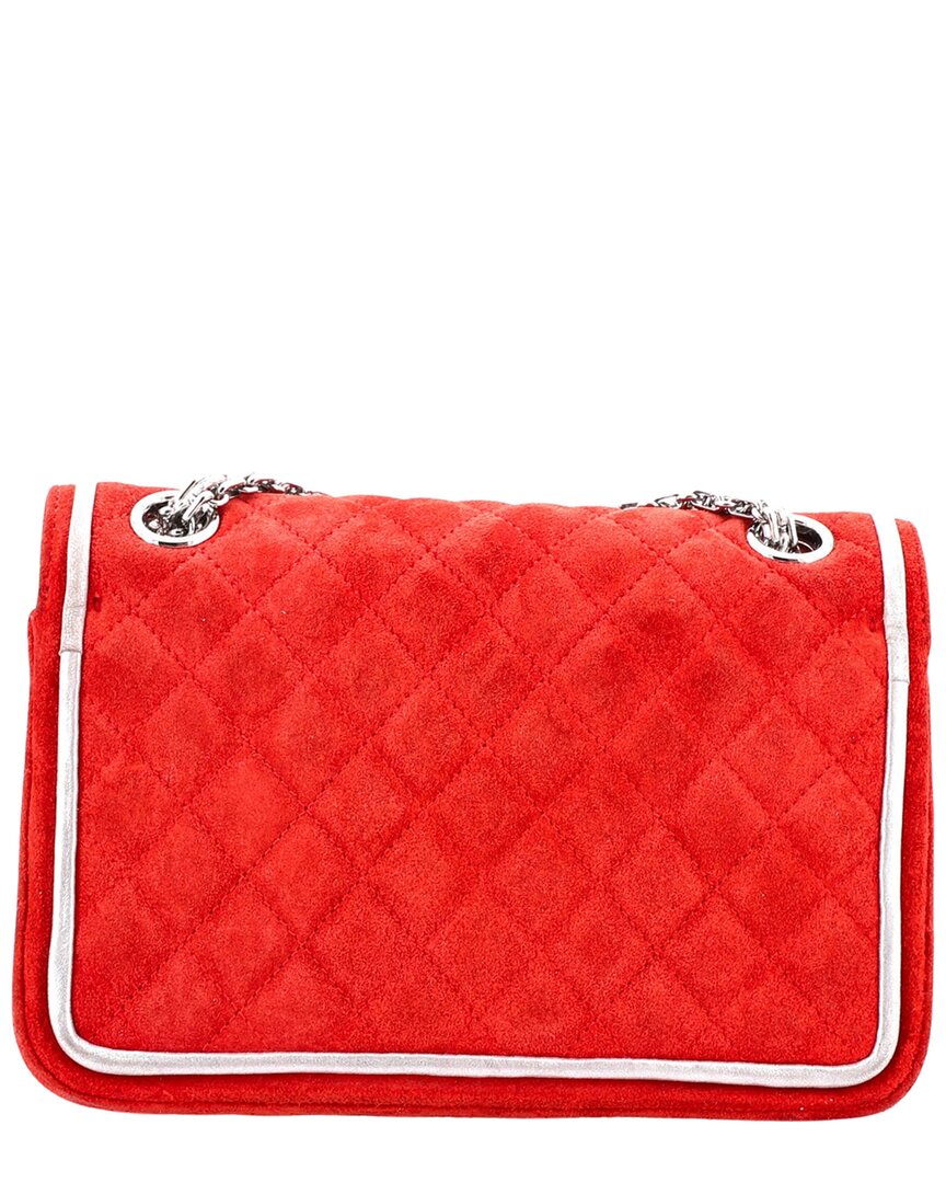 Chanel Chanel Red/Silver Suede Quilted Leather Reissue 2.55 Flap (Authentic Pre-Loved)