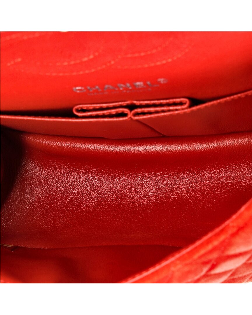 Chanel Chanel Red/Silver Suede Quilted Leather Reissue 2.55 Flap (Authentic Pre-Loved)