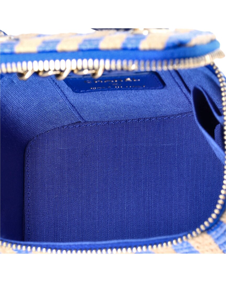 Chanel Chanel Blue/Beige Raffia/Jute Canvas Classic Chain Vanity Case, Never Carried