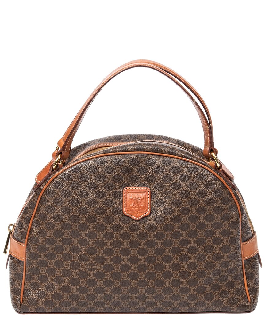 CELINE Celine Brown Macadam Coated Canvas Dome Bowler Bag (Authentic Pre-Loved)