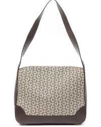 CELINE Celine Dark Brown & Beige C Macadam Canvas Flap Shoulder (Authentic Pre-Loved)