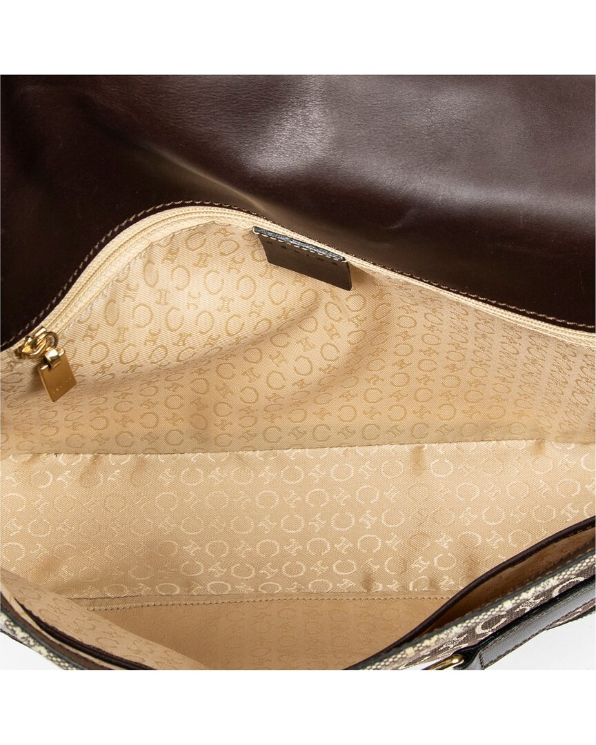 CELINE Celine Dark Brown & Beige C Macadam Canvas Flap Shoulder (Authentic Pre-Loved)
