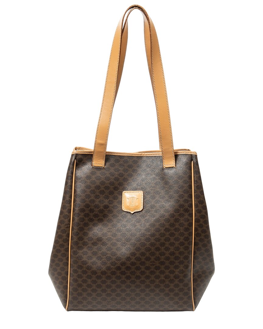 CELINE Celine Beige & Brown Macadam Coated Canvas Shopper Tote (Authentic Pre-Loved)
