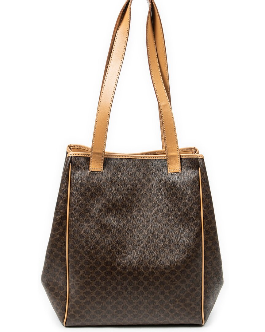 CELINE Celine Beige & Brown Macadam Coated Canvas Shopper Tote (Authentic Pre-Loved)