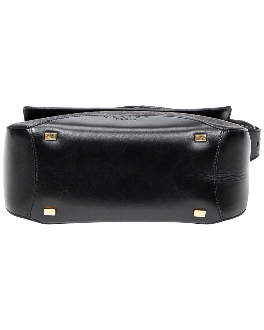 CELINE Celine Black C Macadam Canvas Square Flap Hobo (Authentic Pre-Loved)
