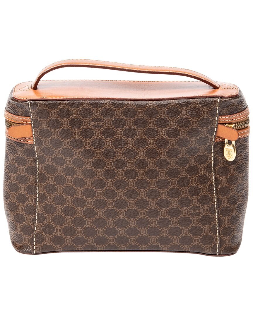 CELINE Celine Brown Macadam Coated Canvas Top Handle Toiletry Pouch (Authentic Pre-