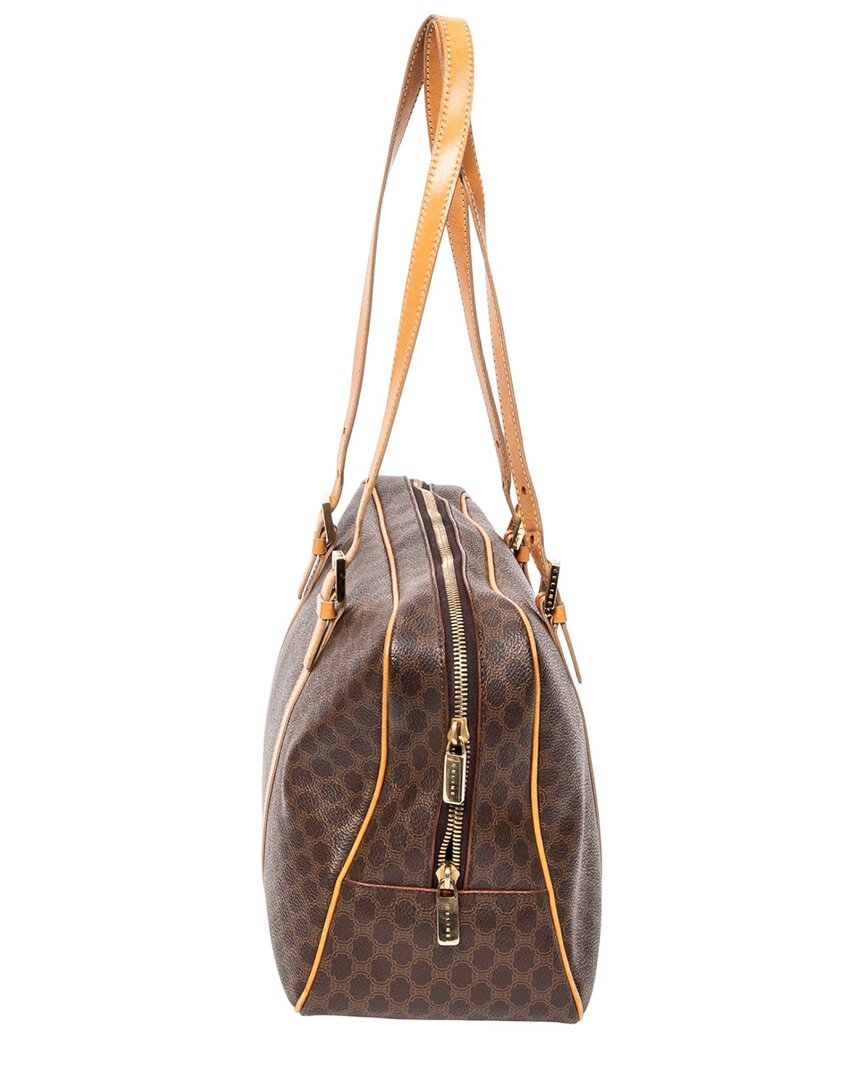 CELINE Celine Beige & Brown Macadam Coated Canvas Bowler (Authentic Pre-Loved)