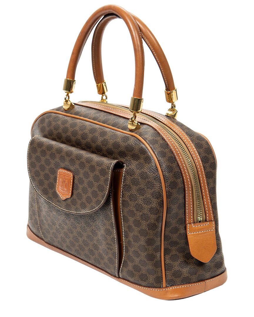 CELINE Celine Brown Macadam Coated Canvas Front Pocket Dome Bag (Authentic Pre-Loved)