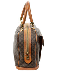 CELINE Celine Brown Macadam Coated Canvas Front Pocket Dome Bag (Authentic Pre-Loved)