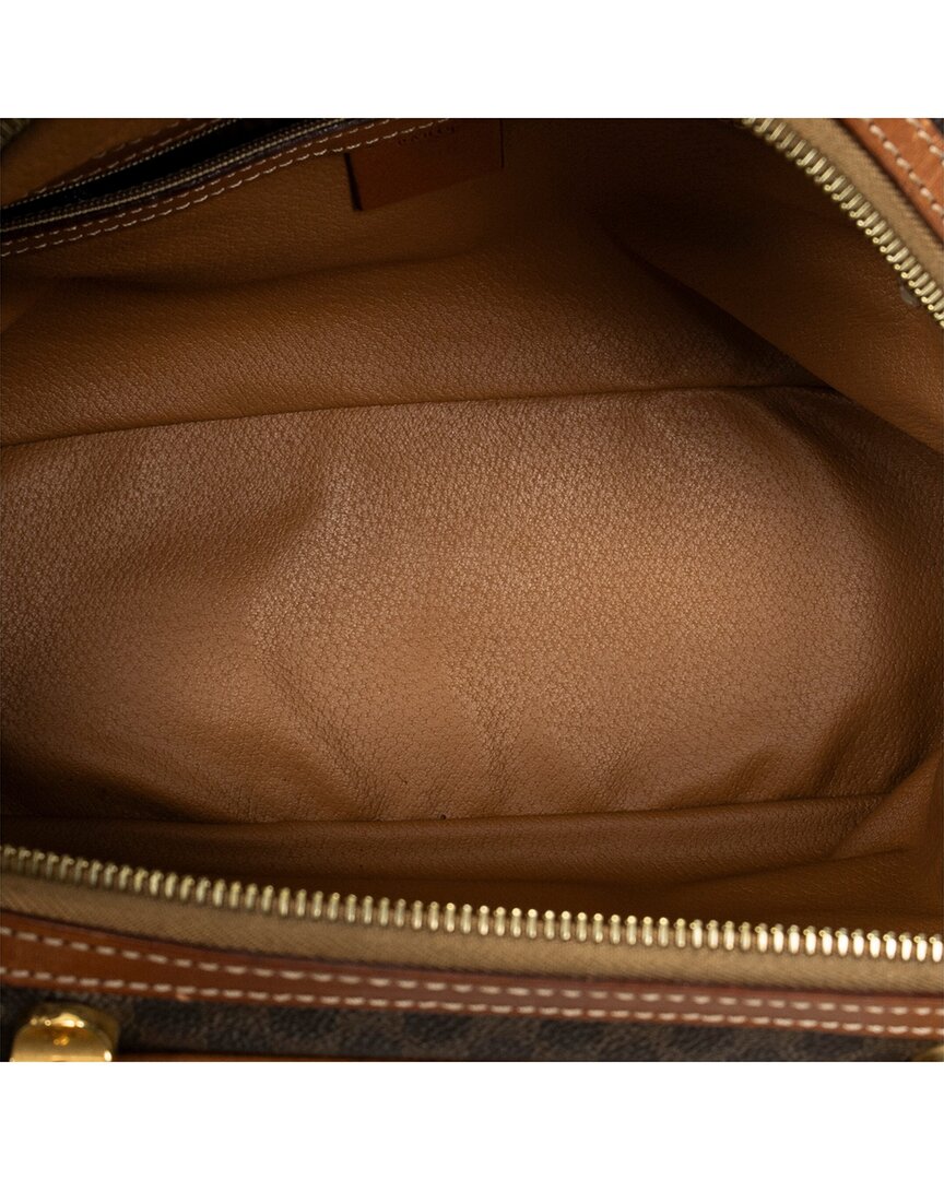 CELINE Celine Brown Macadam Coated Canvas Front Pocket Dome Bag (Authentic Pre-Loved)