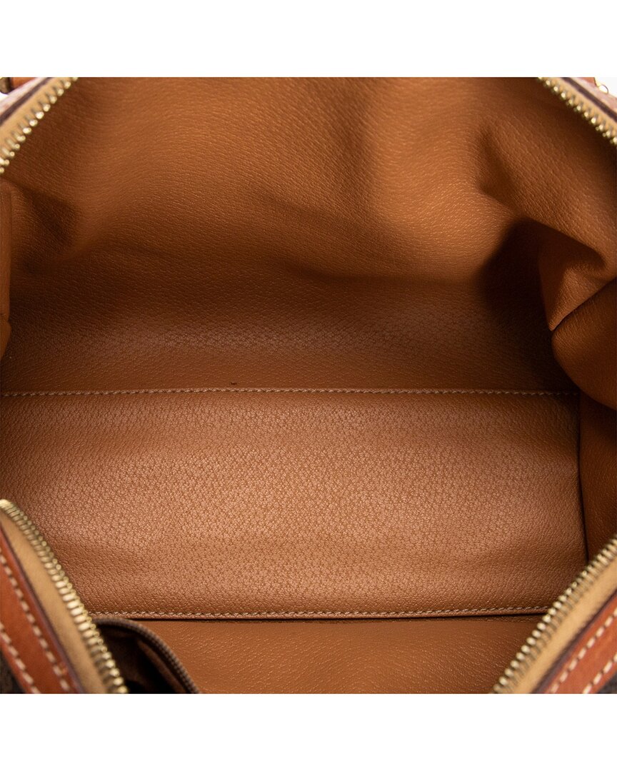 CELINE Celine Brown Macadam Coated Canvas Mini Boston (Authentic Pre-Loved)