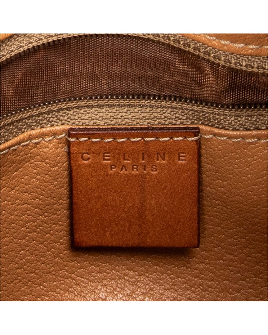 CELINE Celine Brown Macadam Coated Canvas Mini Boston (Authentic Pre-Loved)