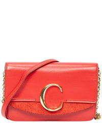 Chloé Chloé Red Calfskin Leather C Chain Clutch (Authentic Pre-Loved)