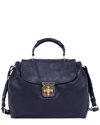 Chloé Chloé Dark Blue Calfskin Grained Leather Elsie Satchel (Authentic Pre-Loved)