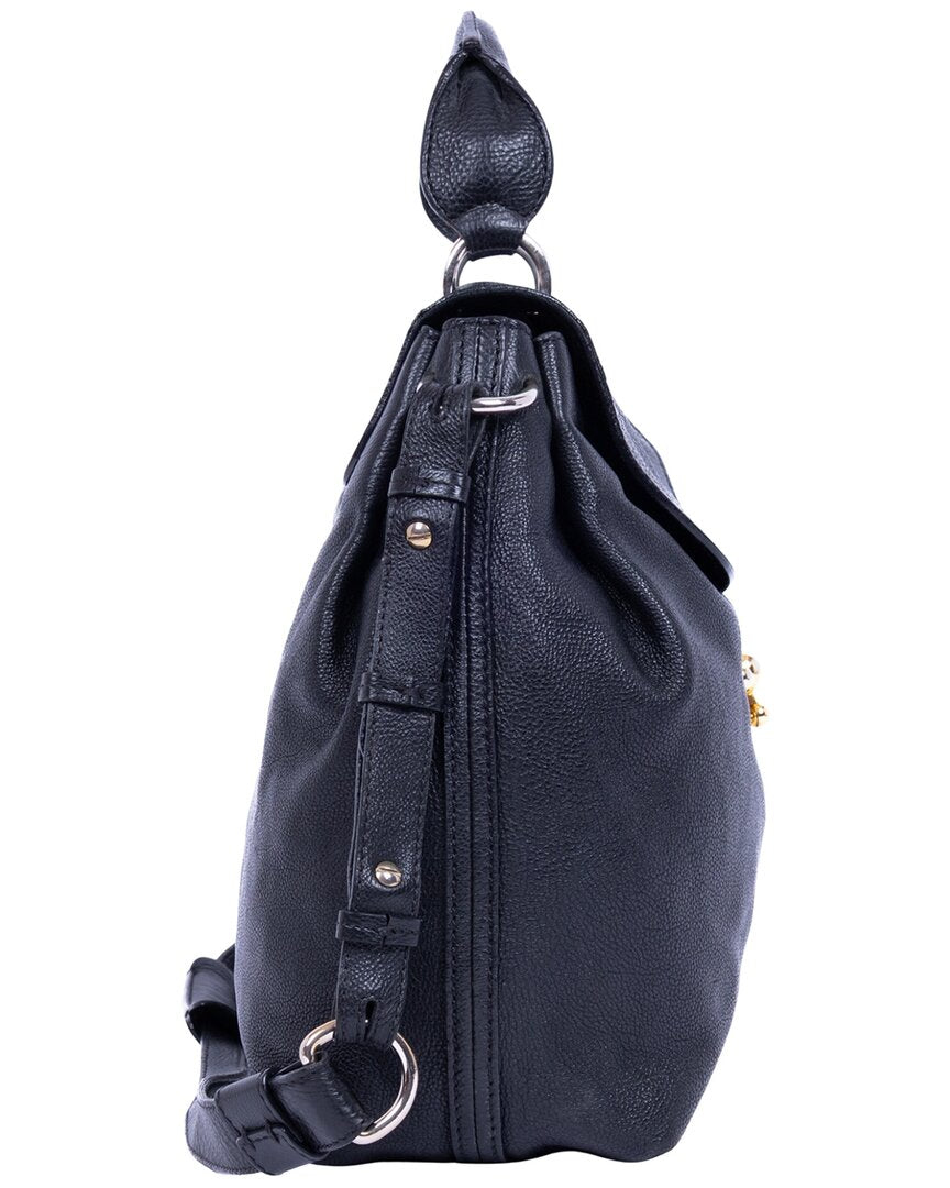 Chloé Chloé Dark Blue Calfskin Grained Leather Elsie Satchel (Authentic Pre-Loved)