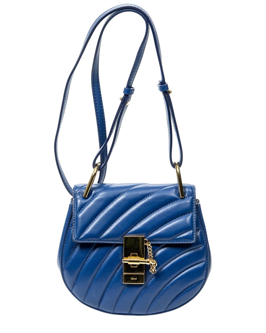 Chloé Chloé Blue Quilted Calfskin Leather Mini Drew Bijou (Authentic Pre-Loved)