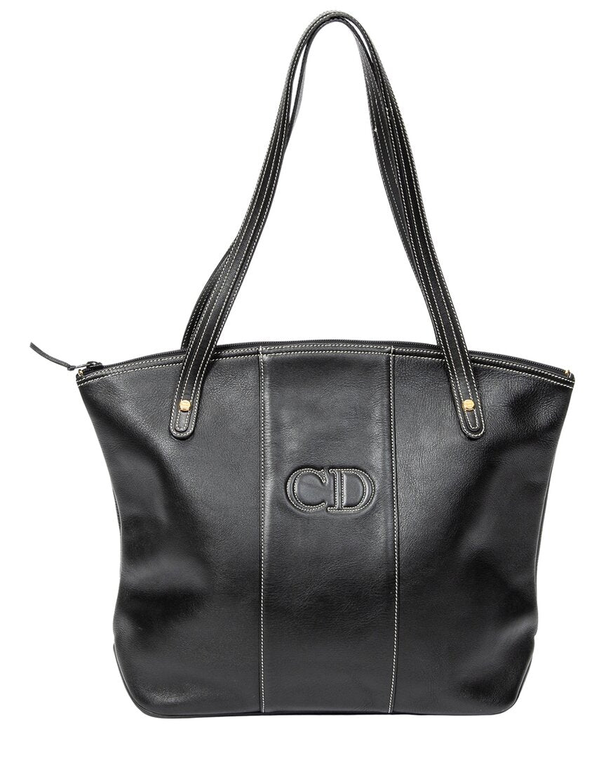 Dior Dior Black Calfskin Leather Cd Zip Shopping Tote (Authentic Pre-Loved)